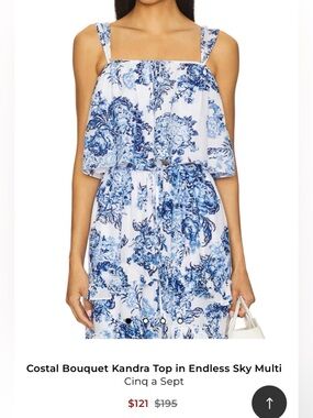 Cinq a Sept Costal Bouquet Kandra Top in Endless Sky Multi, NWT sz XS